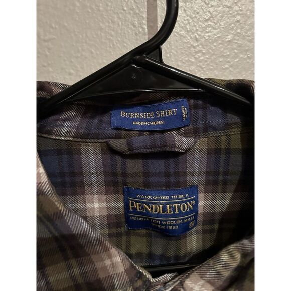 Pendleton Burnside Shirt Mens XXL Blue Green Button Up Flannel Plaid - Picture 3 of 7
